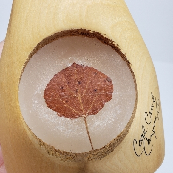 Veronicas Aspen Works Colorado Wood Leaf Log Cabin Candle Holder Set - Picture 6 of 7